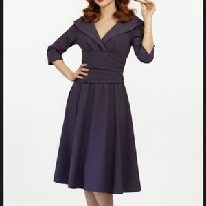 Eliza J Purple Retro Swing Dress‎ Fit And Flare Mid-century Pin-up Cocktail